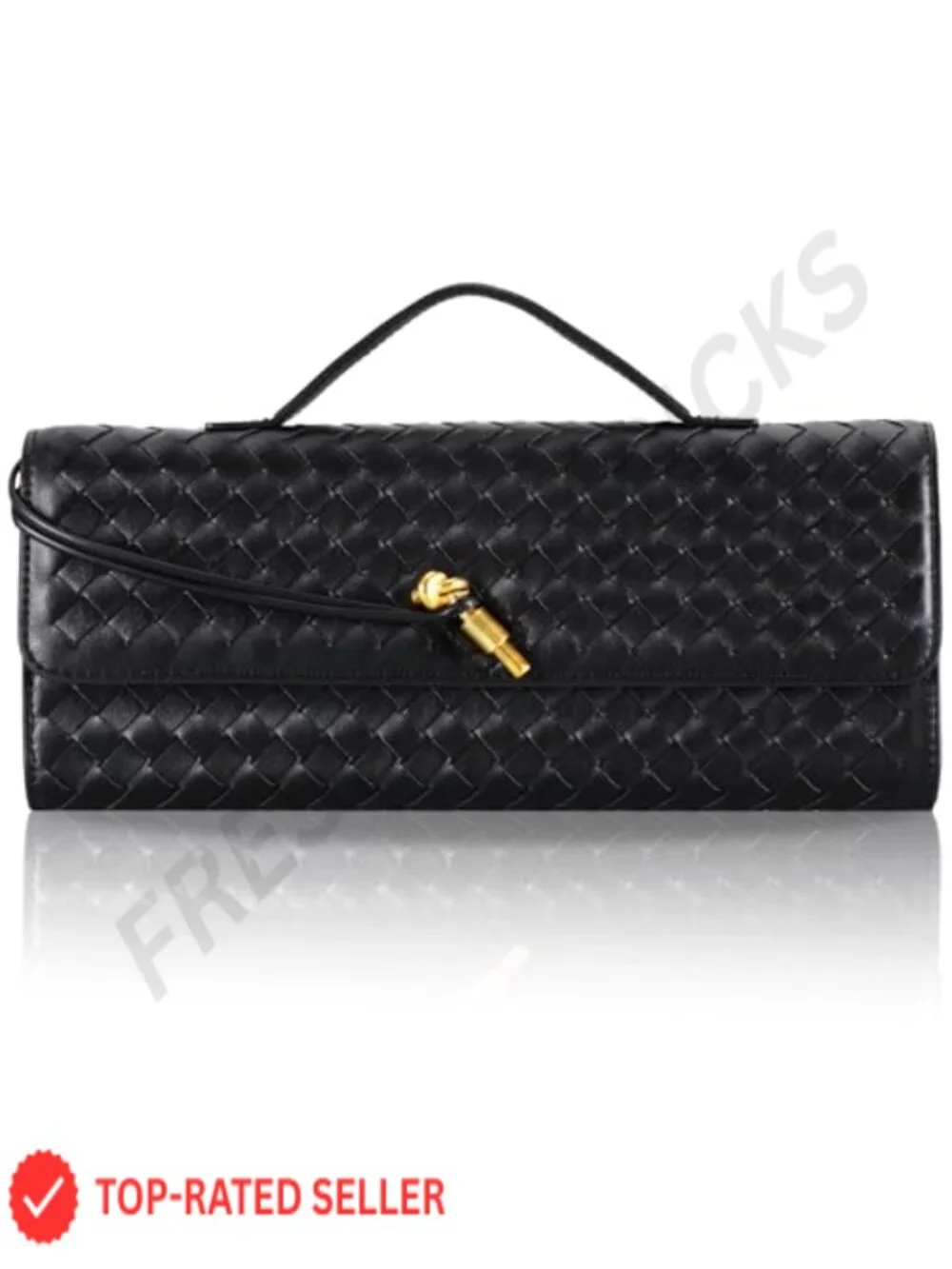 Pu Leather Woven Clutch Bag Women Evening Purse Adjustable Strap